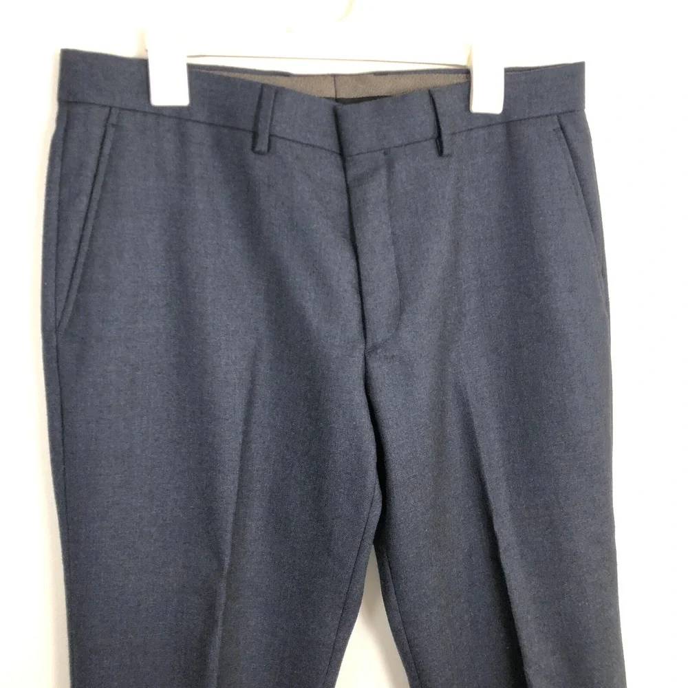 J. Crew Mens Blue Dress Work Flat Front Pants Classic Fit Size 34 x 30-100% Wool